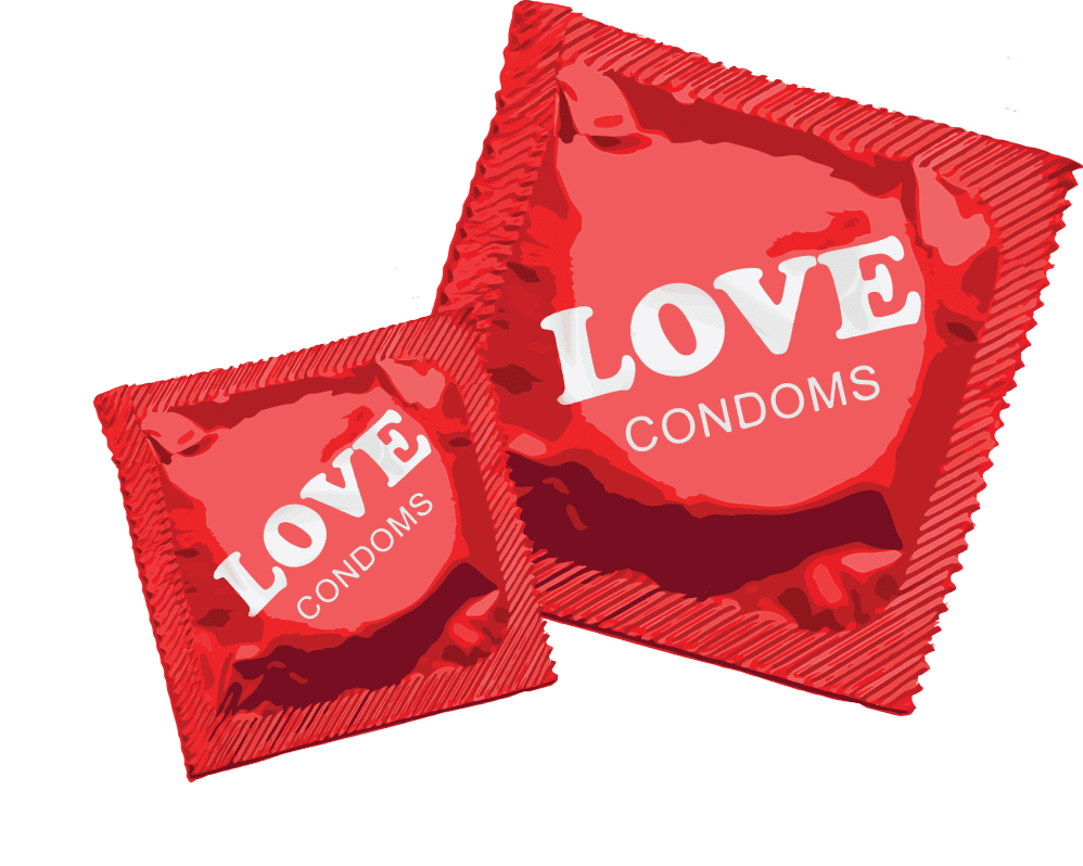 Preservativo vermelho Love Condom como método de sexo seguro e proteção